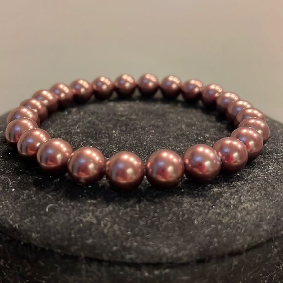 Jewelry - Retro-1990s-copper colored beaded stackable stretch bracelet